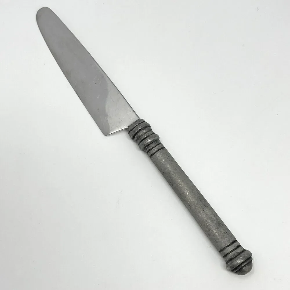Pottery Barn 70% PEWTER Banded Handle & 18/8 Stainless Dinner Knife 8 7/8”